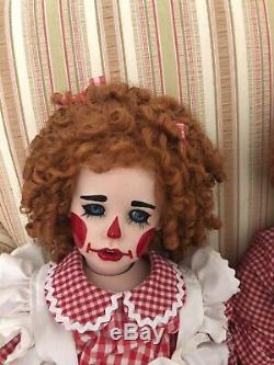 32 vintage porcelain clown raggedy Ann and Andy dolls