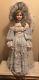 36 Inch Porcelain Victorian Vintage Doll Blue With Stand Excellent Condition
