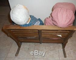 36 Vintage Grandpa and Grandma Dolls with 2-seater Rocker Bench