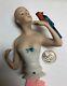 4.25 Antique German Porcelain Half 1/2 Doll Goebel Bald With Parrot #411 #se