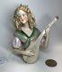 4.5 Antique German Porcelain Half 1/2 Doll Musician Lute Guitar Beautiful #cc