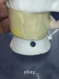 4 Antique German Bisque Half 1/2 Doll Lady Hat & Shawl Black Hair 14503 #CC