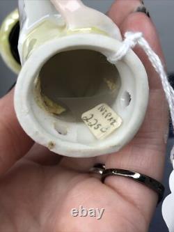 4 Antique German Bisque Half 1/2 Doll Lady Hat & Shawl Black Hair 14503 #CC