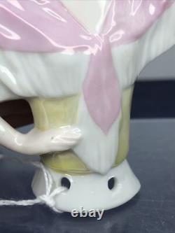 4 Antique German Bisque Half 1/2 Doll Lady Hat & Shawl Black Hair 14503 #CC