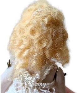 4 Bisque Antique German Mignonette Dollhouse Doll Blonde Ringlets Wig Dressed