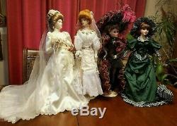 4 Vintage Porcelain Dolls 2 Brides, Southern Bell, Musical My Darlin' Lil 22