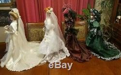 4 Vintage Porcelain Dolls 2 Brides, Southern Bell, Musical My Darlin' Lil 22