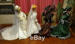 4 Vintage Porcelain Dolls 2 Brides, Southern Bell, Musical My Darlin' Lil 22