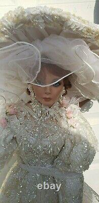 42 Bride by Rustie, Lg. Porcelain Victorian Style Doll with Wedding Dress & Hat