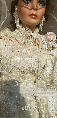 42 Bride by Rustie, Lg. Porcelain Victorian Style Doll with Wedding Dress & Hat
