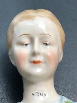5.5 Antique German Porcelain Half 1/2 Doll Goebel Beautiful Lady In Corset #CC