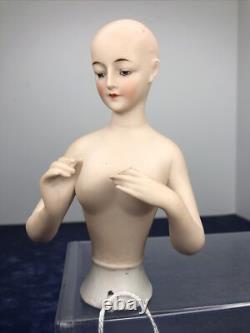 5.75 Antique German Bisque Half 1/2 Doll Goebel Lady 442/5 Bald Wigged #SE