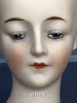 5.75 Antique German Bisque Half 1/2 Doll Goebel Lady 442/5 Bald Wigged #SE