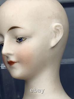 5.75 Antique German Bisque Half 1/2 Doll Goebel Lady 442/5 Bald Wigged #SE