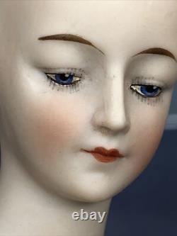 5.75 Antique German Bisque Half 1/2 Doll Goebel Lady 442/5 Bald Wigged #SE