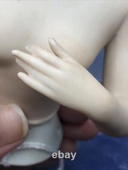 5.75 Antique German Bisque Half 1/2 Doll Goebel Lady 442/5 Bald Wigged #SE