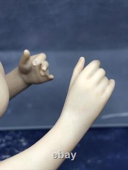 5.75 Antique German Bisque Half 1/2 Doll Goebel Lady 442/5 Bald Wigged #SE