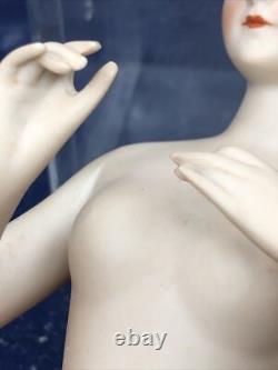 5.75 Antique German Bisque Half 1/2 Doll Goebel Lady 442/5 Bald Wigged #SE