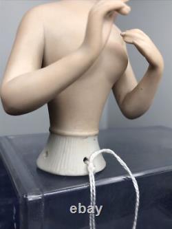 5.75 Antique German Bisque Half 1/2 Doll Goebel Lady 442/5 Bald Wigged #SE