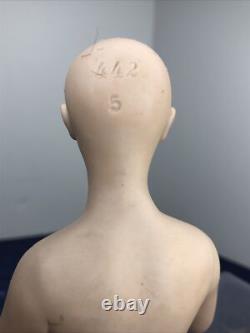 5.75 Antique German Bisque Half 1/2 Doll Goebel Lady 442/5 Bald Wigged #SE