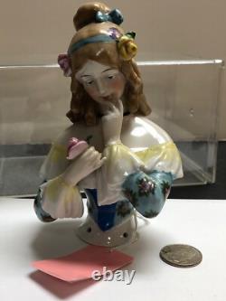 5.75 Antique German Porcelain Half 1/2 Doll Goebel Jenny Lind Beautiful #CC
