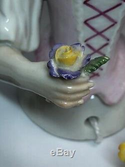 5 Antique German Porcelain Half 1/2 Doll Beautiful Feather Hat & Flowers #Cc