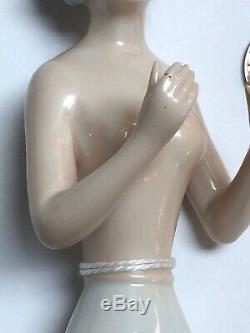 5 Antique German Porcelain Half 1/2 Doll Goebel Gray Hair Feathers In Hair #SE