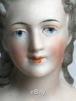 5 Antique German Porcelain Half Gray Hair 1/2 Doll Nude #3580 Jointed Arms #CC