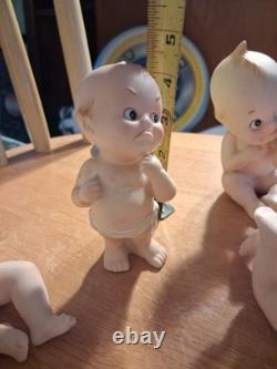5 Vintage Lefton Kewpie Dolls, Piano, Great Condition, Clean Kw228 Red Gold Tag