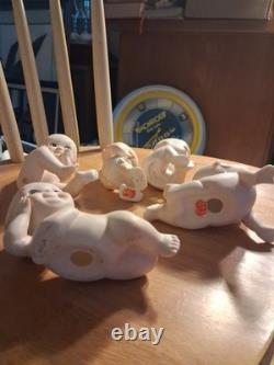 5 Vintage Lefton Kewpie Dolls, Piano, Great Condition, Clean Kw228 Red Gold Tag