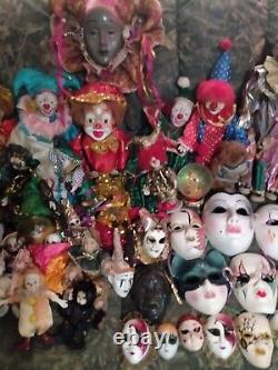 53 in lot vintage clown doll jester porcelain doll and masks