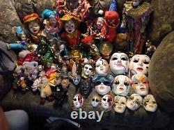 53 in lot vintage clown doll jester porcelain doll and masks