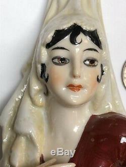 6.25 Antique German Porcelain Half 1/2 Doll Amazing Spanish Lady Mantilla #S