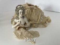 6 Antique Porcelain Half Dolls / Unique Antique Snood and Base Pin Cushion