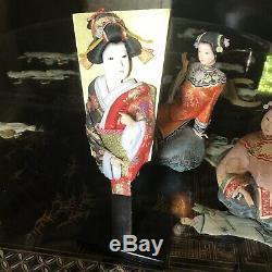 6 X Vintage Japanese Geisha Girl Dolls Hagoita Paddle Bisque Porcelain Kimono