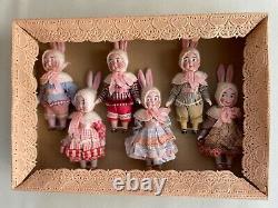 6 antique Porcelain Dolls in the Original Box Googlys Kestner