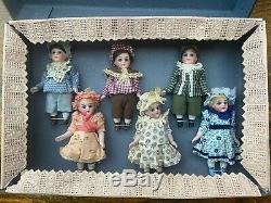 6 antique Porcelain Dolls in the Original Box Kühnlenz Brothers