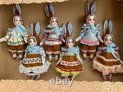 6 antique porcelain dolls