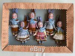 6 antique porcelain dolls Googly in the original box Kestner