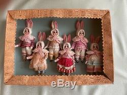 6 antique porcelain dolls in the original box Kühnlenz Brothers-Bunny