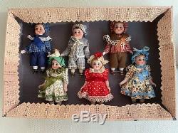 6 antique porcelain dolls in the original box Kühnlenz brothers