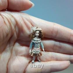 630 Vintage Artisan Miniature Dollhouse Almudena Gonzalez Doll in Trunk, 1 3/4