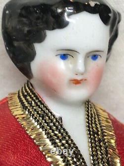 7.5 Antique Porcelain German Made China Doll Head & Limbs Flat Top #SA