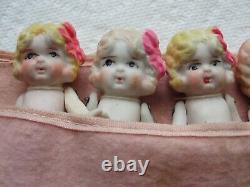7 Antique Bisque Flapper Dolls 3 1/2 Porcelain Jointed Japan Vintage Kewpie 20s