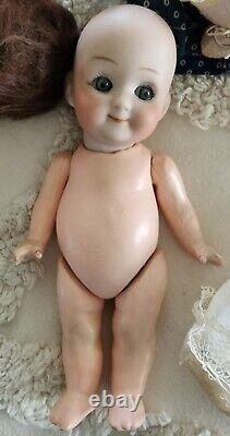 7 Antique German Bisque Head Googly Doll Heubach Mold 9573