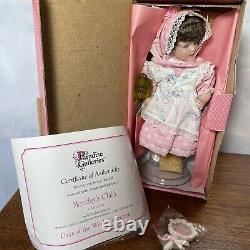 7 DAYS OF THE WEEK Porcelain Glass DOLLS Set Boxes With Accessories Vintage