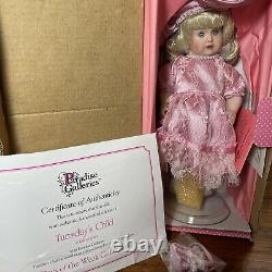 7 DAYS OF THE WEEK Porcelain Glass DOLLS Set Boxes With Accessories Vintage