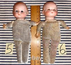 7 TINY German Bisque Head Baby Dolls, Herm Steiner, Armand Marseille, Rechnagel