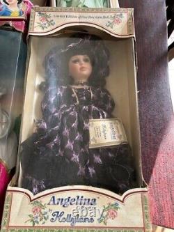 7 Vintage Porcelian Dolls In Original Packaging-disney