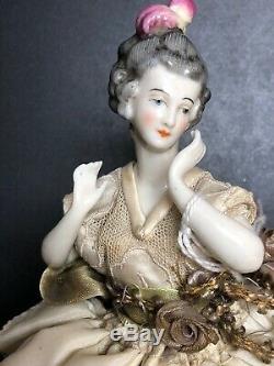 8 Antique German Porcelain Half 1/2 Doll Gray Hair Kister Cushion Beautiful #S